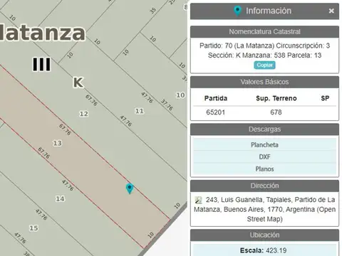 Terreno en Venta en Tapiales, Partido de La Matanza