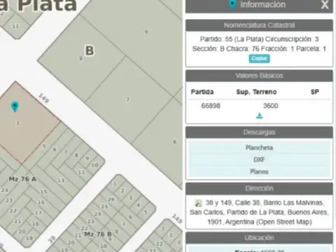 Terreno en Venta en La Plata, Partido de La Plata