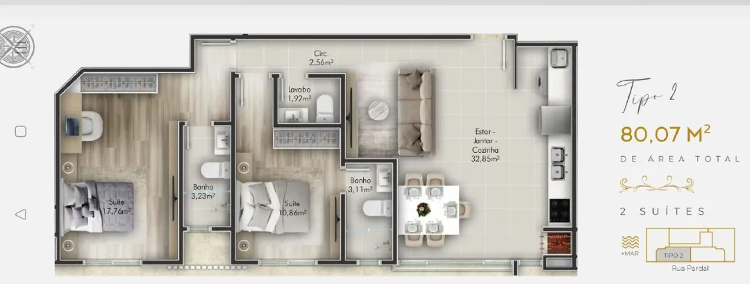 VENTA DEPARTAMENTO 2 DORMITORIOS CON COCHERA, EN BOMBINHAS, BRASIL