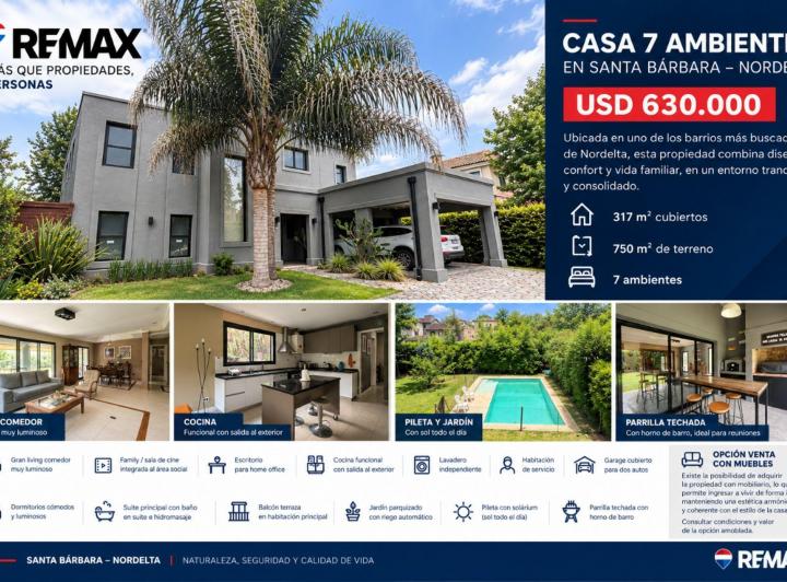 Casa · 277m² · 7 Ambientes · 2 Cocheras