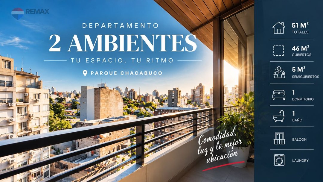 2 AMBIENTES CON BALCÓN EN PARQUE CHACABUCO