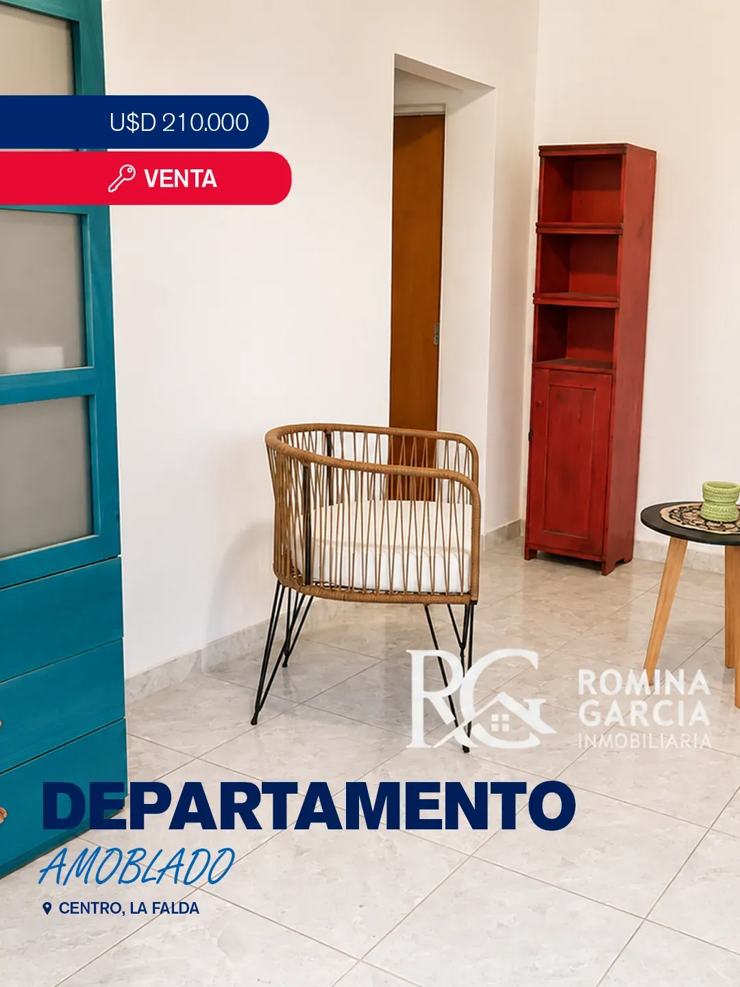 ¡DEPARTAMENTO AMOBLADO EN VENTA EN EL CENTRO DE LA FALDA! 2 DORMITORIOS | USD 70.000
