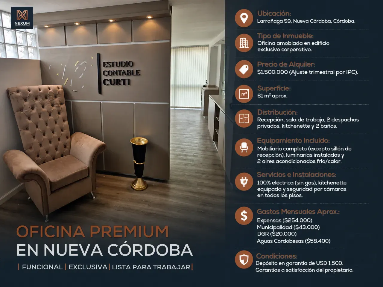 ¡Lista para instalar tu empresa! Exclusiva oficina amoblada en el corazón de Nueva Córdoba
