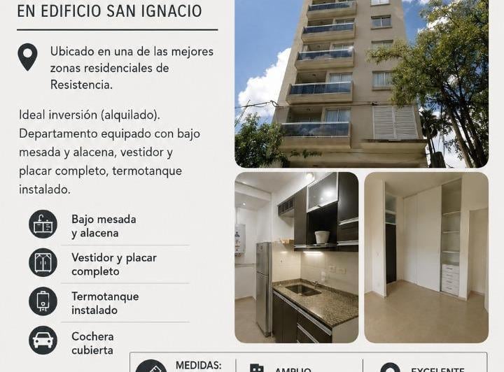 Departamento · 40m² · 1 Ambiente · 1 Cochera