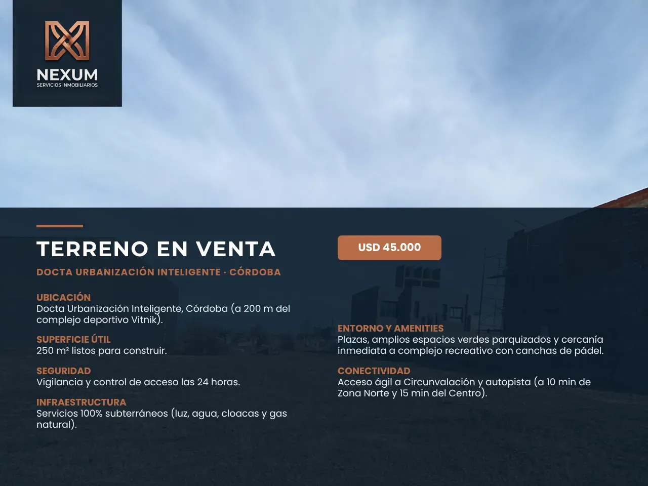 ¡VIVÍ O INVERTÍ EN DOCTA! Lote exclusivo de 250 m² con servicios subterráneos y seguridad 24 hs