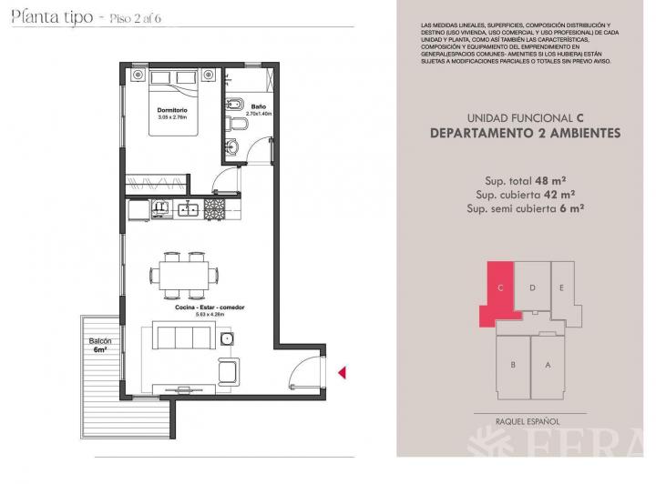 Departamento · 42m² · 2 Ambientes