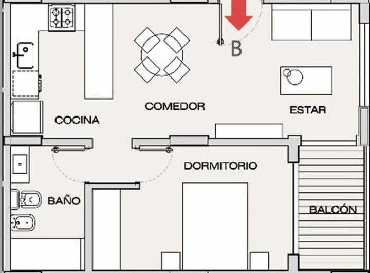 Departamento · 43m² · 2 Ambientes