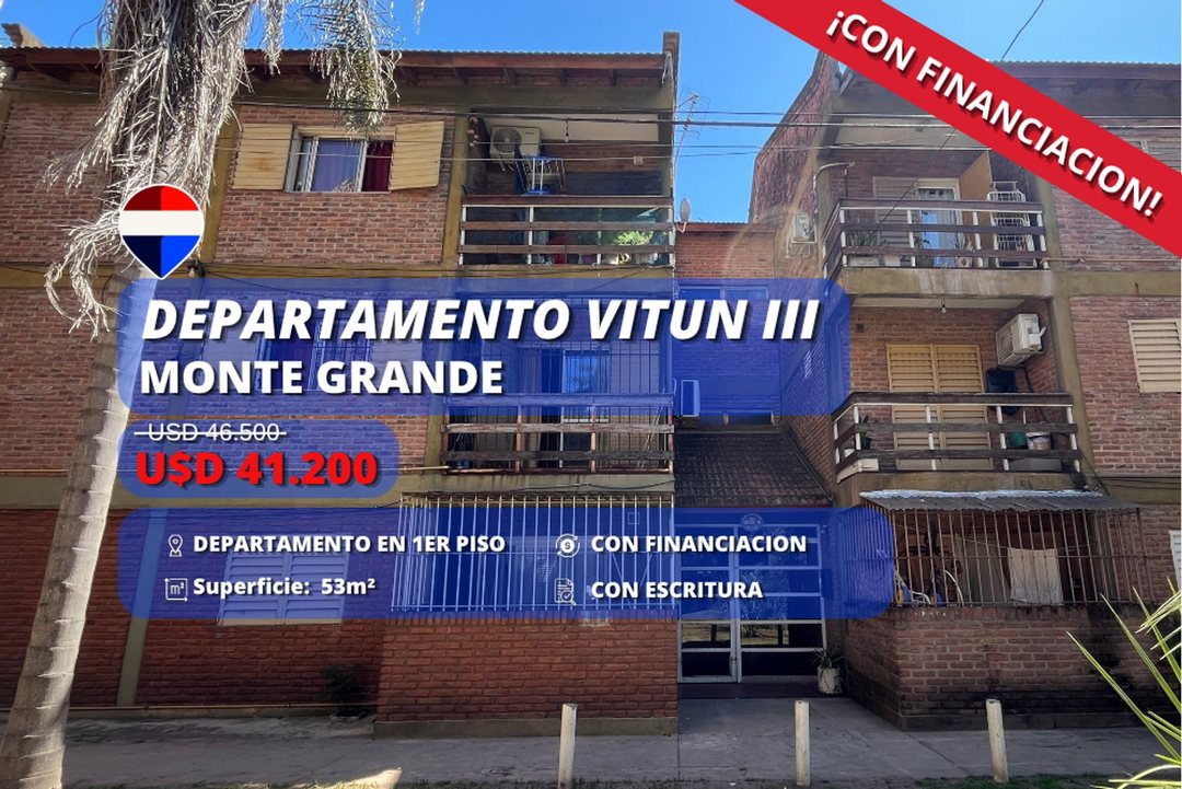 DEPARTAMENTO 3 AMBIENTES EN VENTA EN MONTE GRANDE