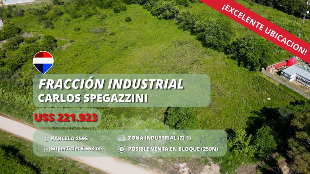 LOTE EN VENTA EN CARLOS SPEGAZZINI ZONA INDUSTRIAL