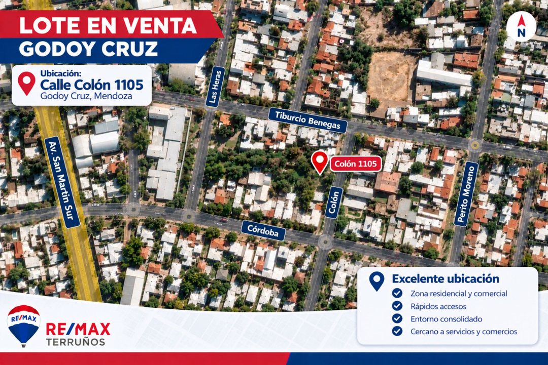 VENTA LOTE EN CALLE COLON DE GODOY CRUZ