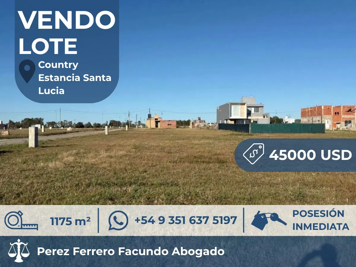 Tres Lotes Country Estancia Santa Lucía |1.175 m2| Recibo vehículo automotor, financiación y vendo