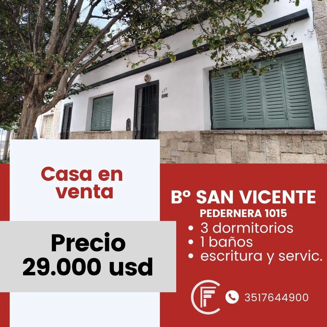 VENTA B SAN VICENTE, 3 DORM. AMPLIO LOTE, CON POSIB. DE AMPLIACION