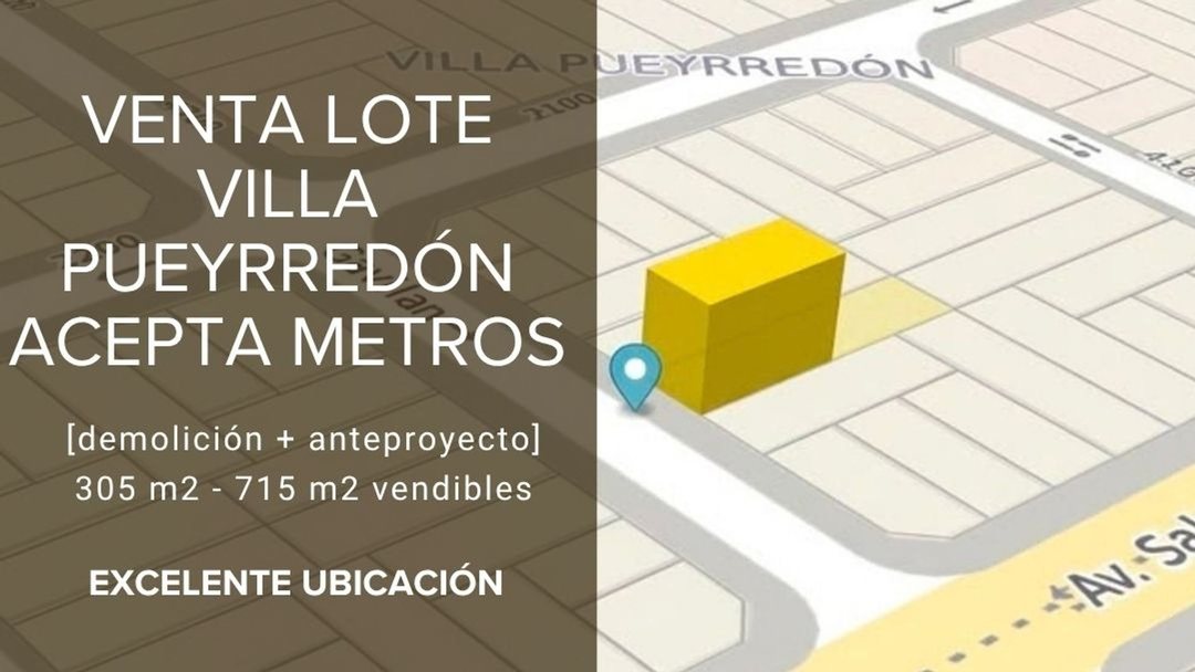 VENTA LOTE EN VILLA PUEYRREDON CANJE CON METROS