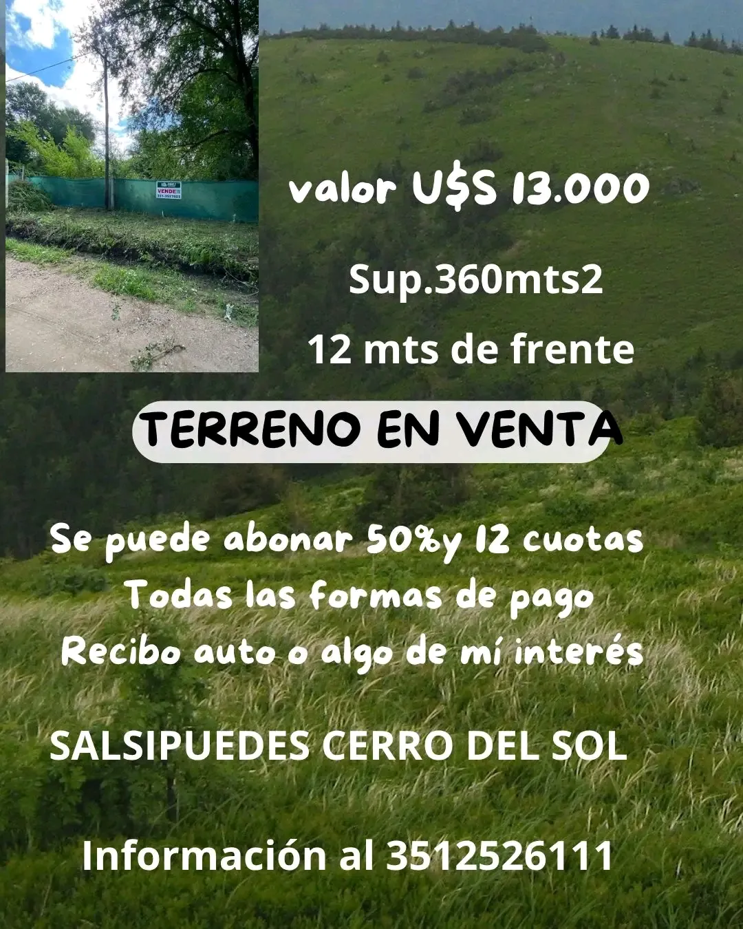Venta terreno Salsipuedes