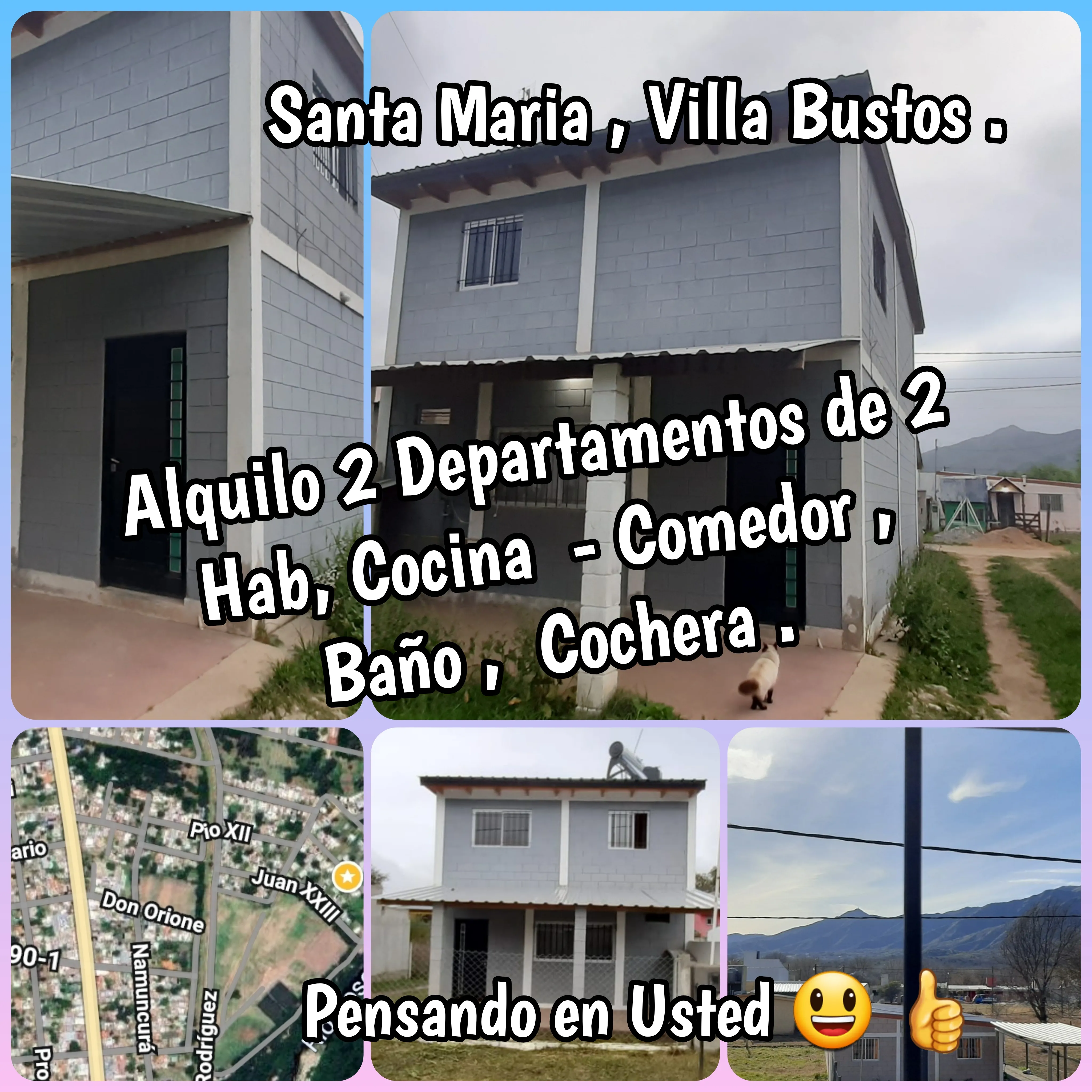 Alquilo Departamento en Santa Maria con Cochera .