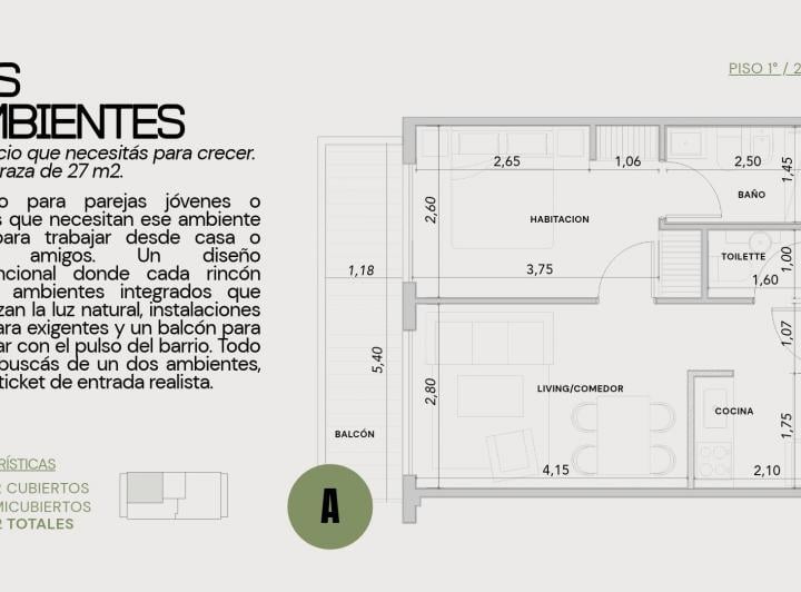 Departamento · 36m² · 2 Ambientes