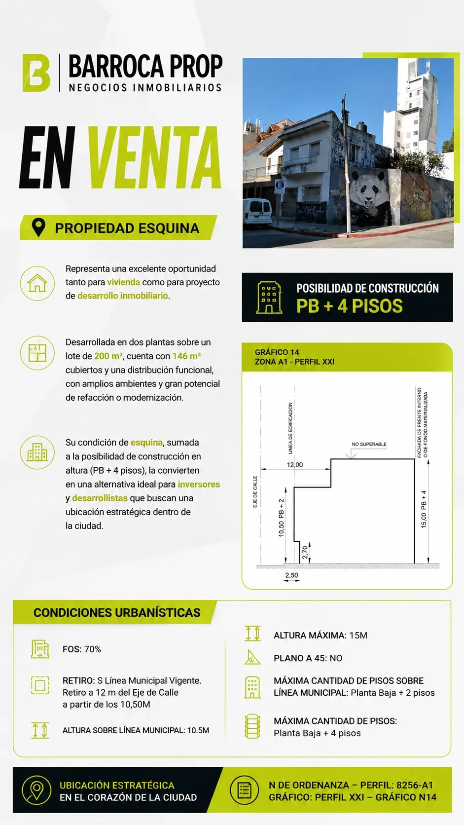 CASA ESQUINA EN VENTA | PATIO + 3 COCHERAS | APTA DESARROLLO PB + 3 PISOS