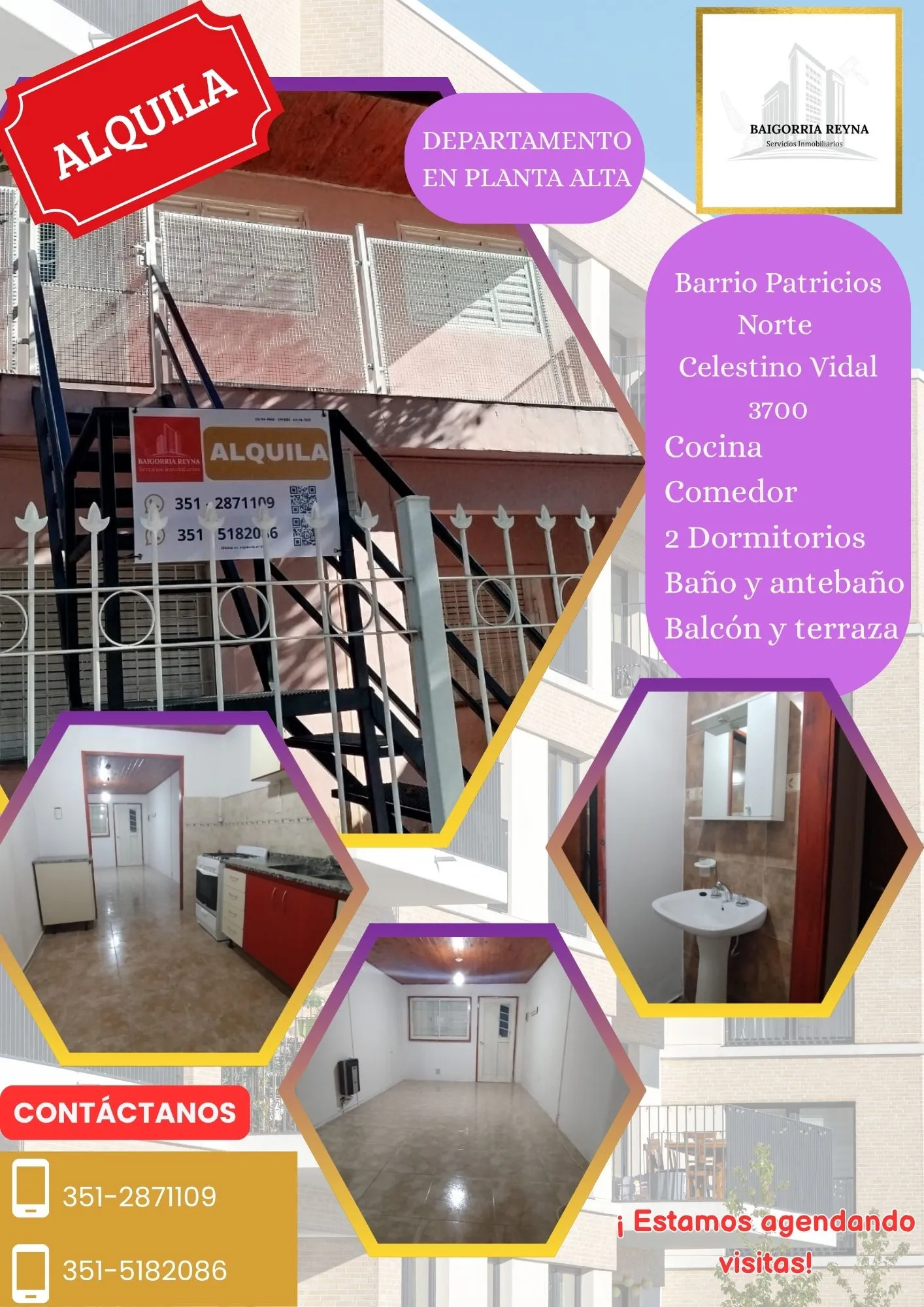 ALQUILER Departamento en Planta Alta-Barrio Patricios Norte