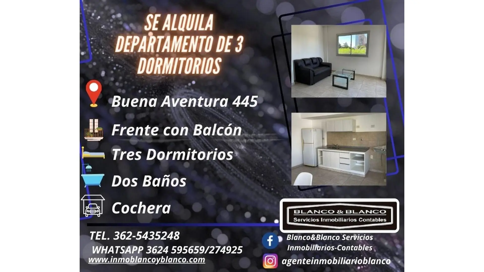 Se Alquila departamento de tres dormitorios