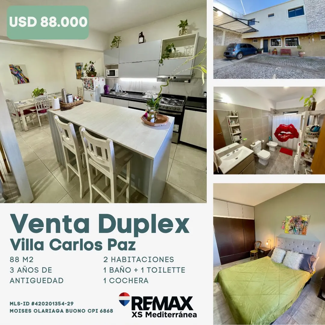 CASA DUPLEX V CARLOS PAZ CORDOBA COCHERA ASADOR AMOBLADO Bº LAS ROSAS VENTA