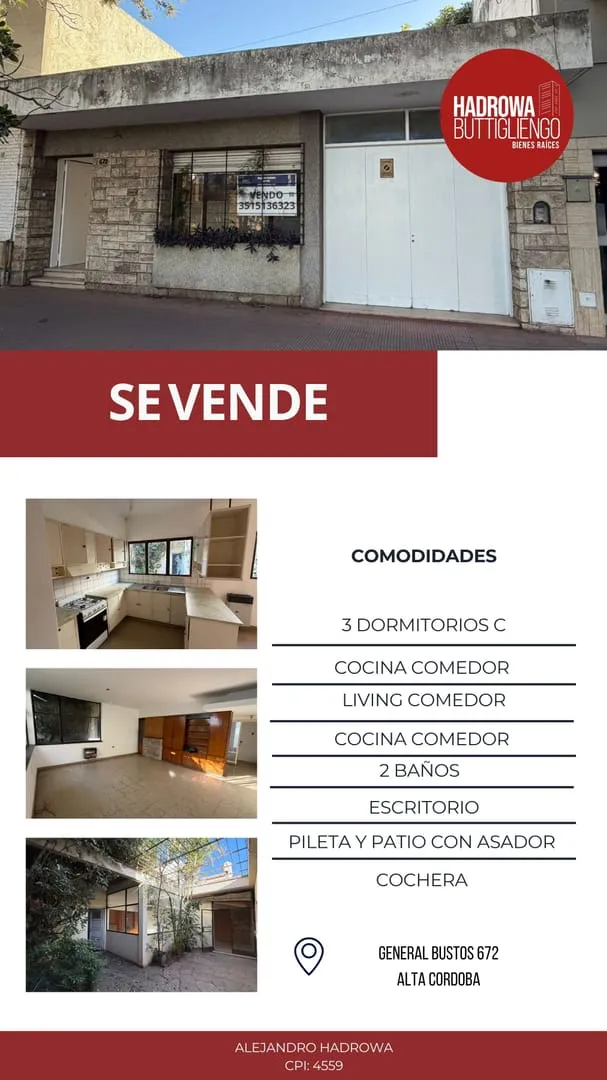 Casa en Venta de 3 dormitorios en Alta Cordoba CON POSIBILIDADES DE CONSTRUIR
