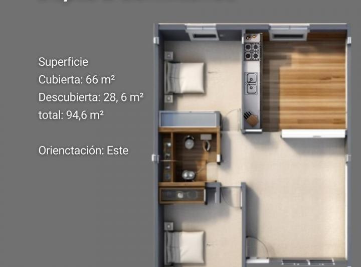 Departamento · 66m² · 3 Ambientes · 1 Cochera