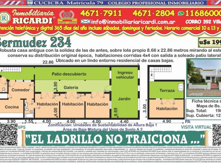 Casa · 122m² · 5 Ambientes · 2 Cocheras