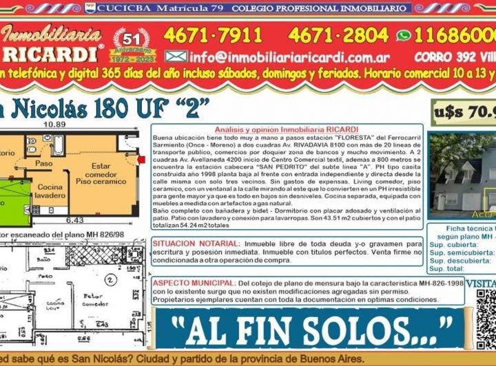 PH · 43m² · 2 Ambientes