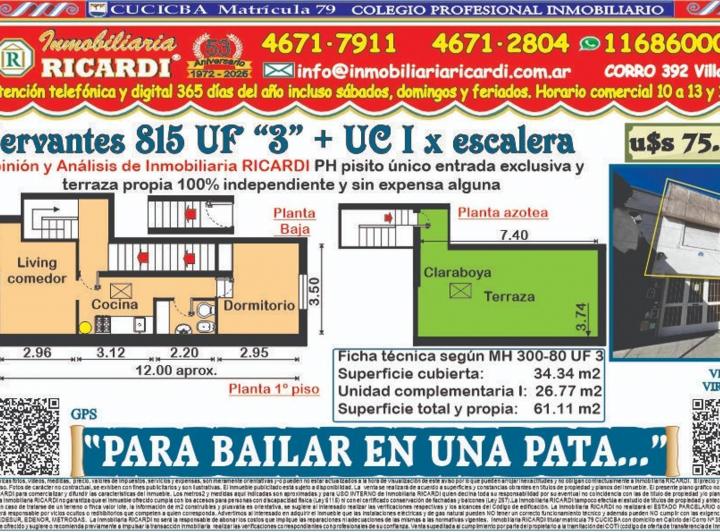 PH · 34m² · 2 Ambientes