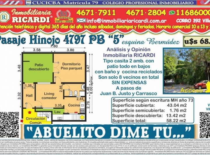 PH · 43m² · 2 Ambientes