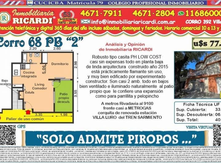PH · 34m² · 2 Ambientes