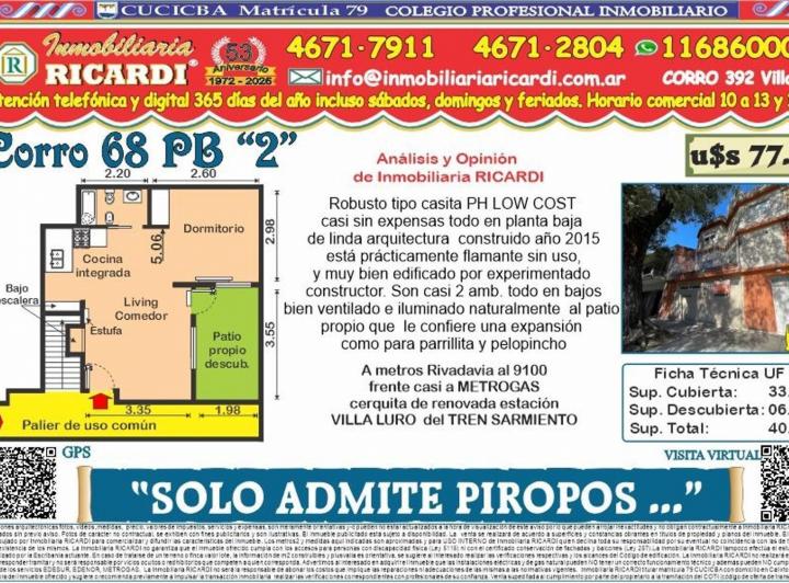 PH · 34m² · 2 Ambientes