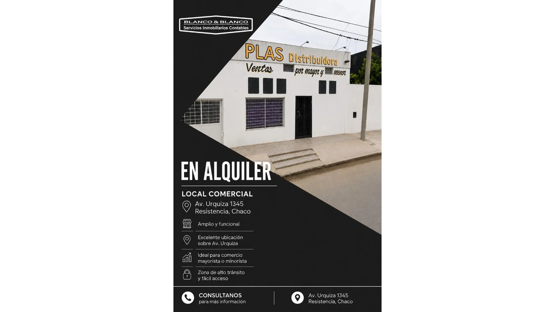 EN ALQUILER! Local Comercial sobre Av. Urquiza 1345
