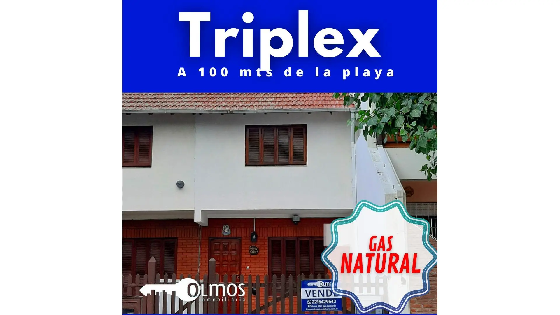 Triplex, 3 dormitorios, cochera, gas natural, patio