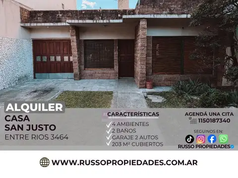 Casa en Alquiler en San Justo, Partido de La Matanza