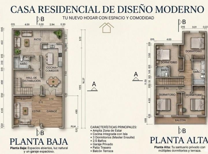Casa · 192m² · 4 Dormitorios · 1 Cochera
