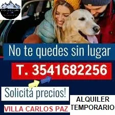 ALQUILER TEMPORARIO EN VILLA CARLOS PAZ ALQUILO POR DIA CASAS DEPARTAMENTOS Y CABAÑAS