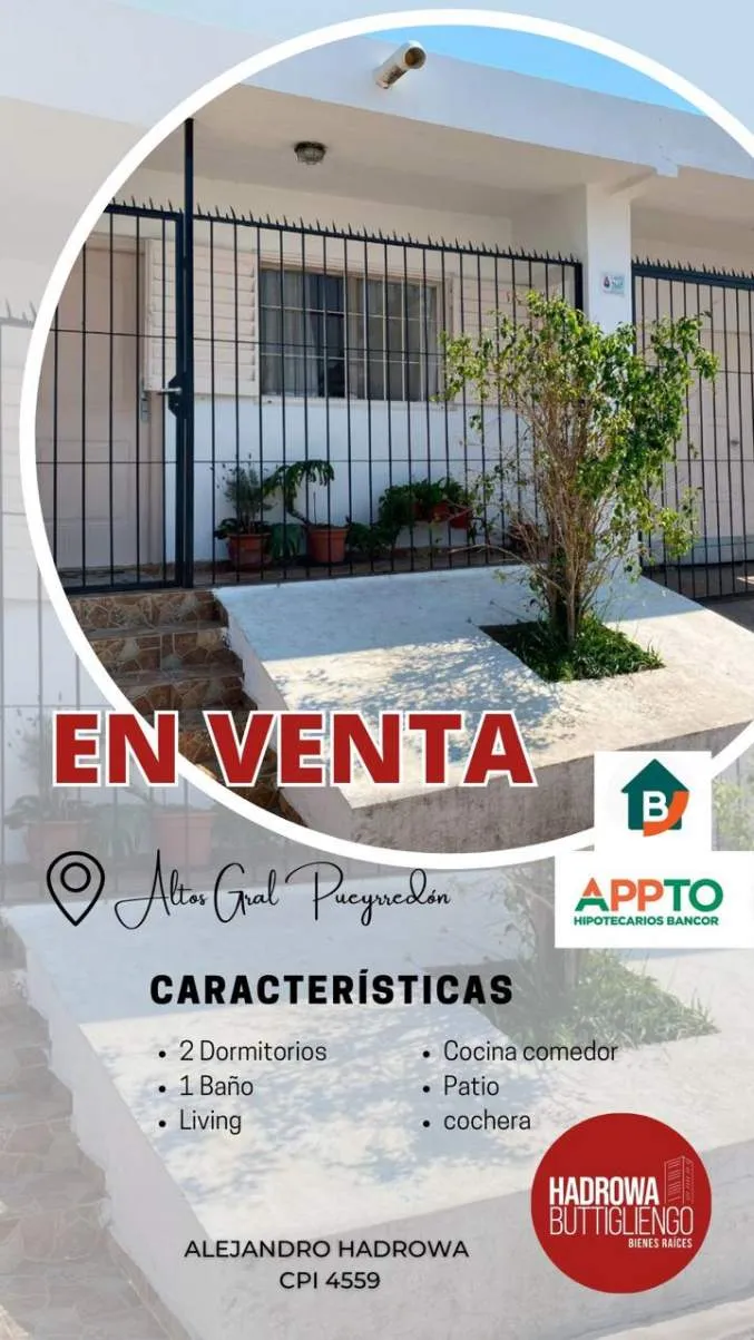 Casa en Venta 2 dormitorios en Barrio General Pueyrredon - Con Renta