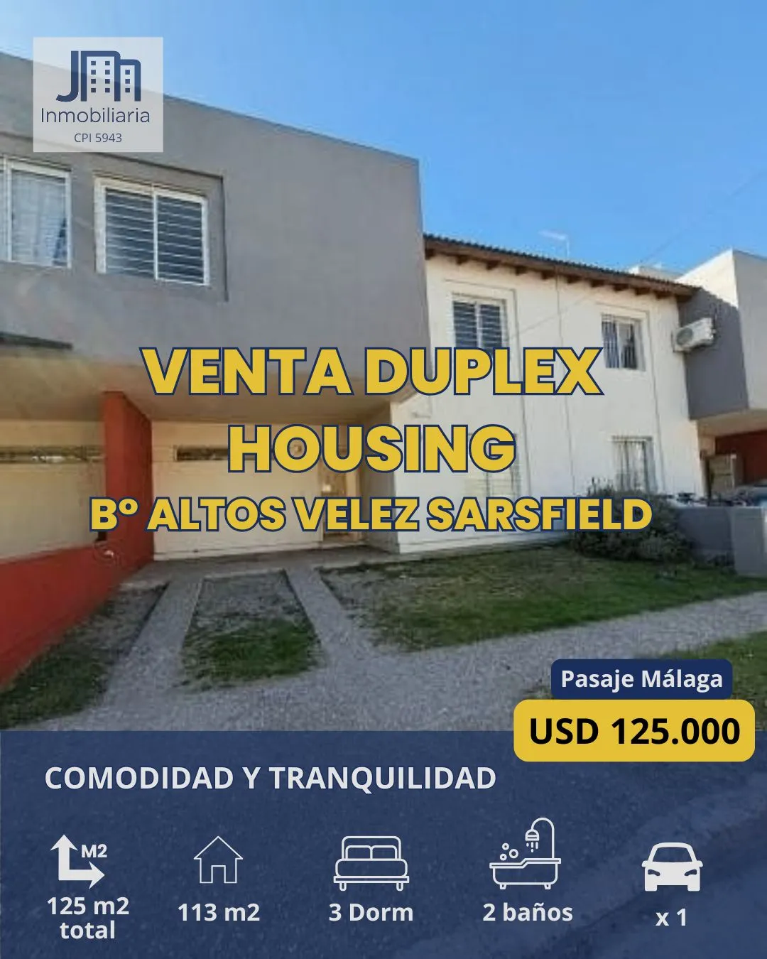 DUPLEX 3 DORM EN HOUSING | B° ALTOS DE VELEZ SARSFIELD Apto Crédito