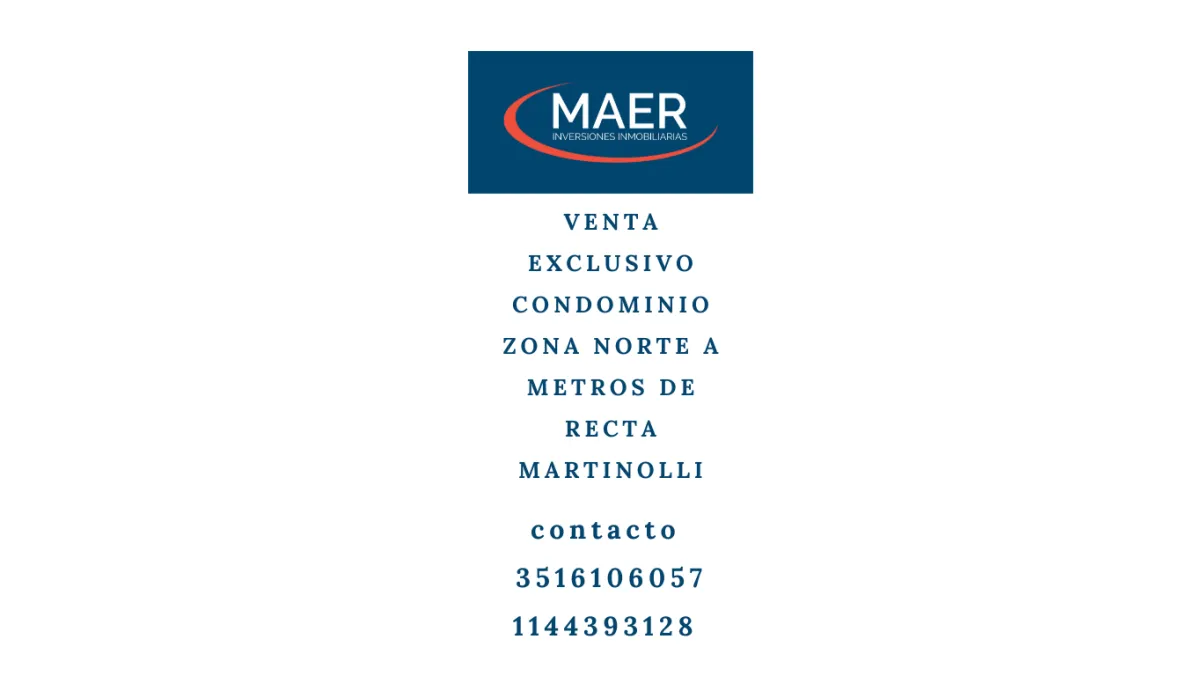 VENTA CONDOMINIO EXCLUSIVO ZONA NORTE  A PASOS DE AV. RECTA MARTINOLLI