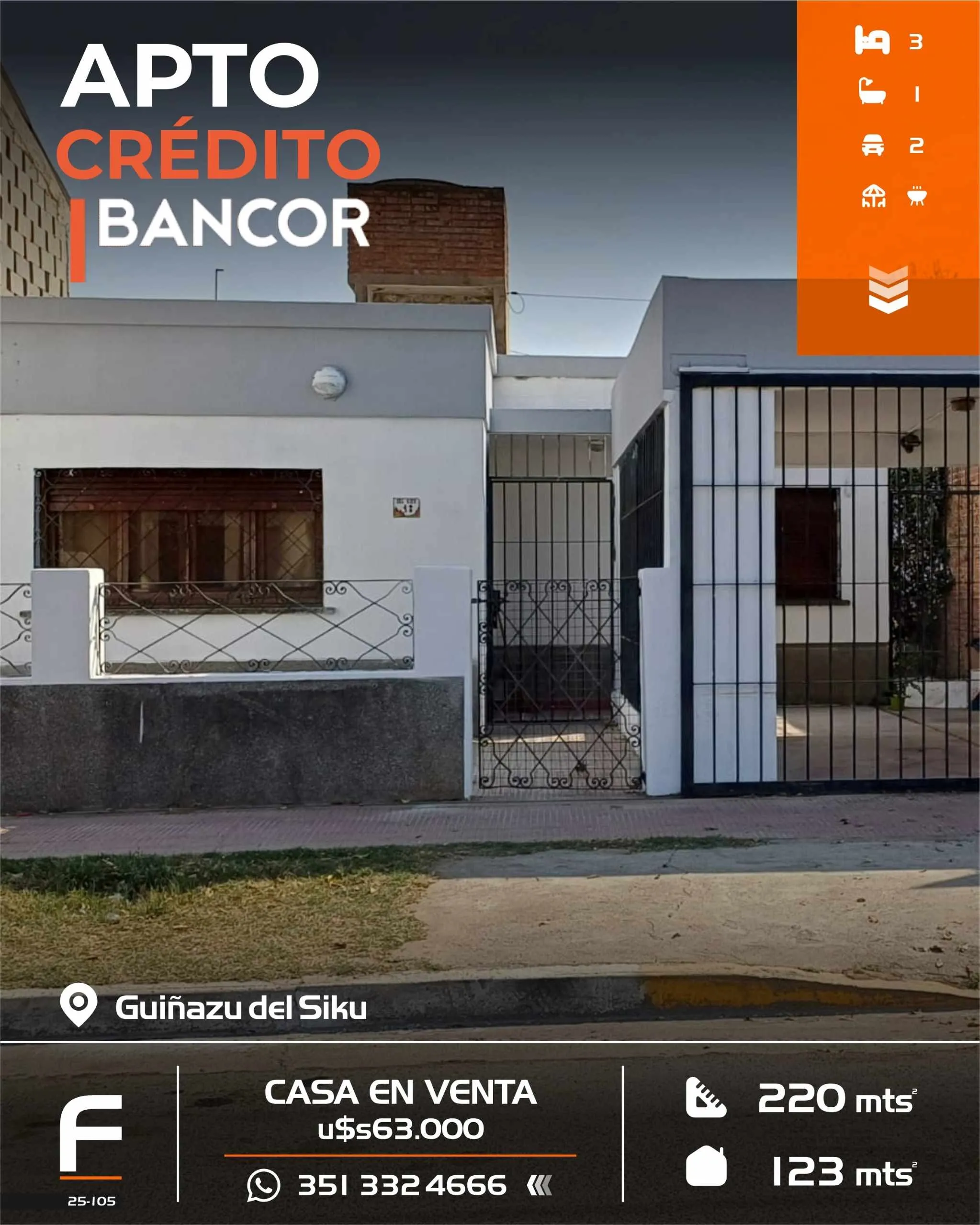 VENTA CASA GUIÑAZU A MTS AV J.B.JUSTO 3dor, L/C, Coc, Baño, Gge -APTA CREDITO-